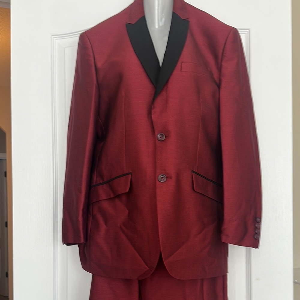 Men's Red Blazer with Black Accents